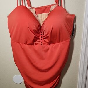 Cacique Red Wired Swim Top 42F